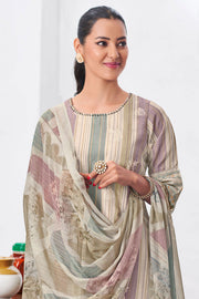 Pure Linen Digital Print Casual Multi Color Dress